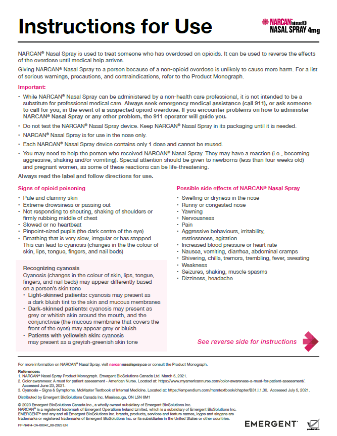 NARCAN<sup>®</sup> Instruction Sheet